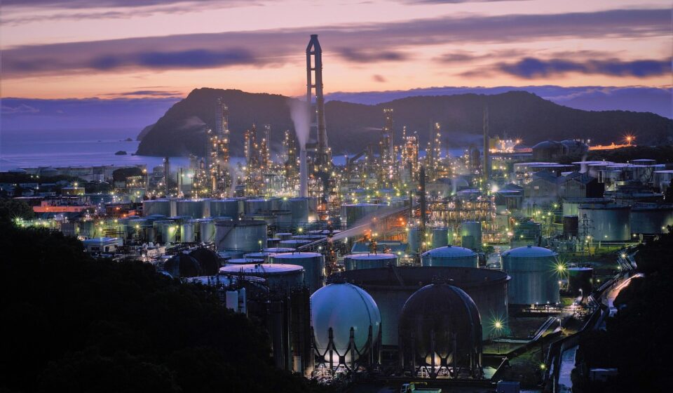 sunset, nature, factory, buildings, illuminated, industrial, industrial plant, pollution