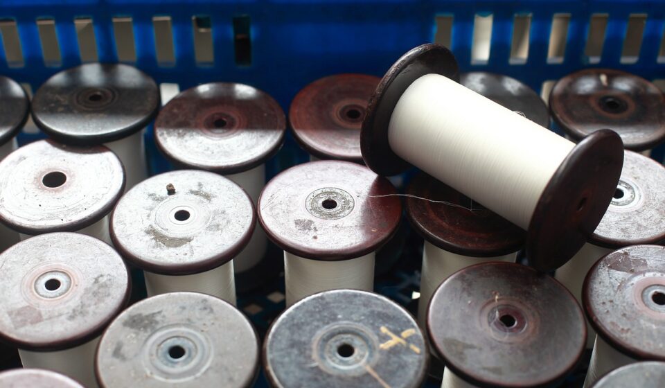 spool, yarn, thread, sew, sewing, bobbin, fashion, coil, silk, factory, fiber, textile