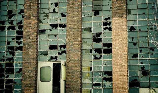 factory, old, old factory, expired, ruin, abandoned, decay, industry, building, broken, facade, old factory building, architecture, industrial building, factory building, lost place, glass, entrance