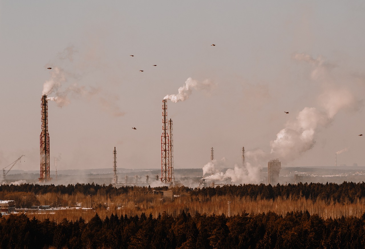 factories, dirty air, manufacturing, nature, brown, structure, sky