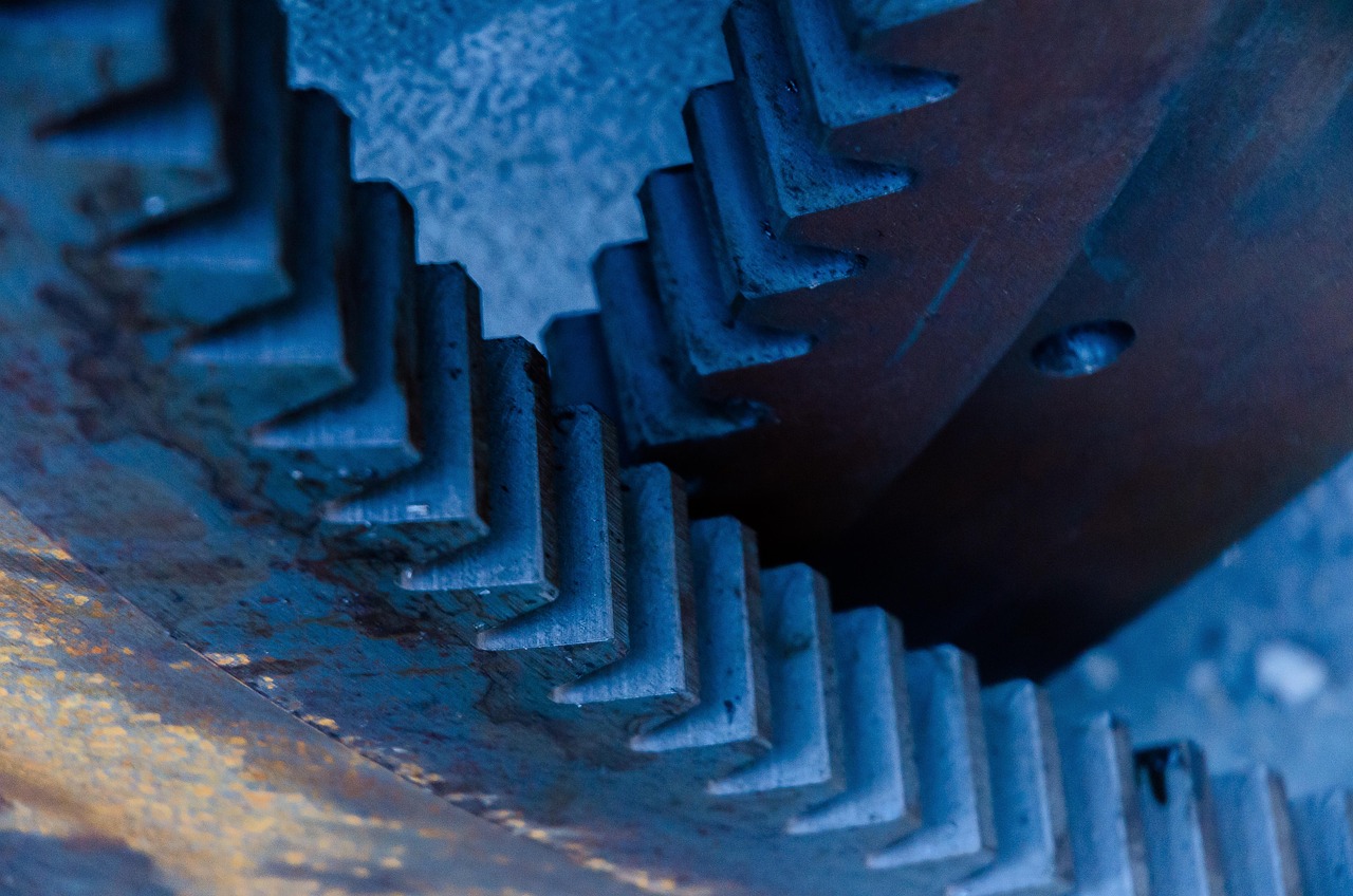 gear, industry, teeth, cogwheel, factory, metal, industrial, machine, transmission, engineering, system, business, blue teeth, blue industry