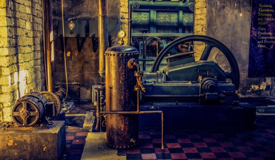 carob mill museum, machine, equipment, industrial, factory, old, renovated, limassol, cyprus, vintage